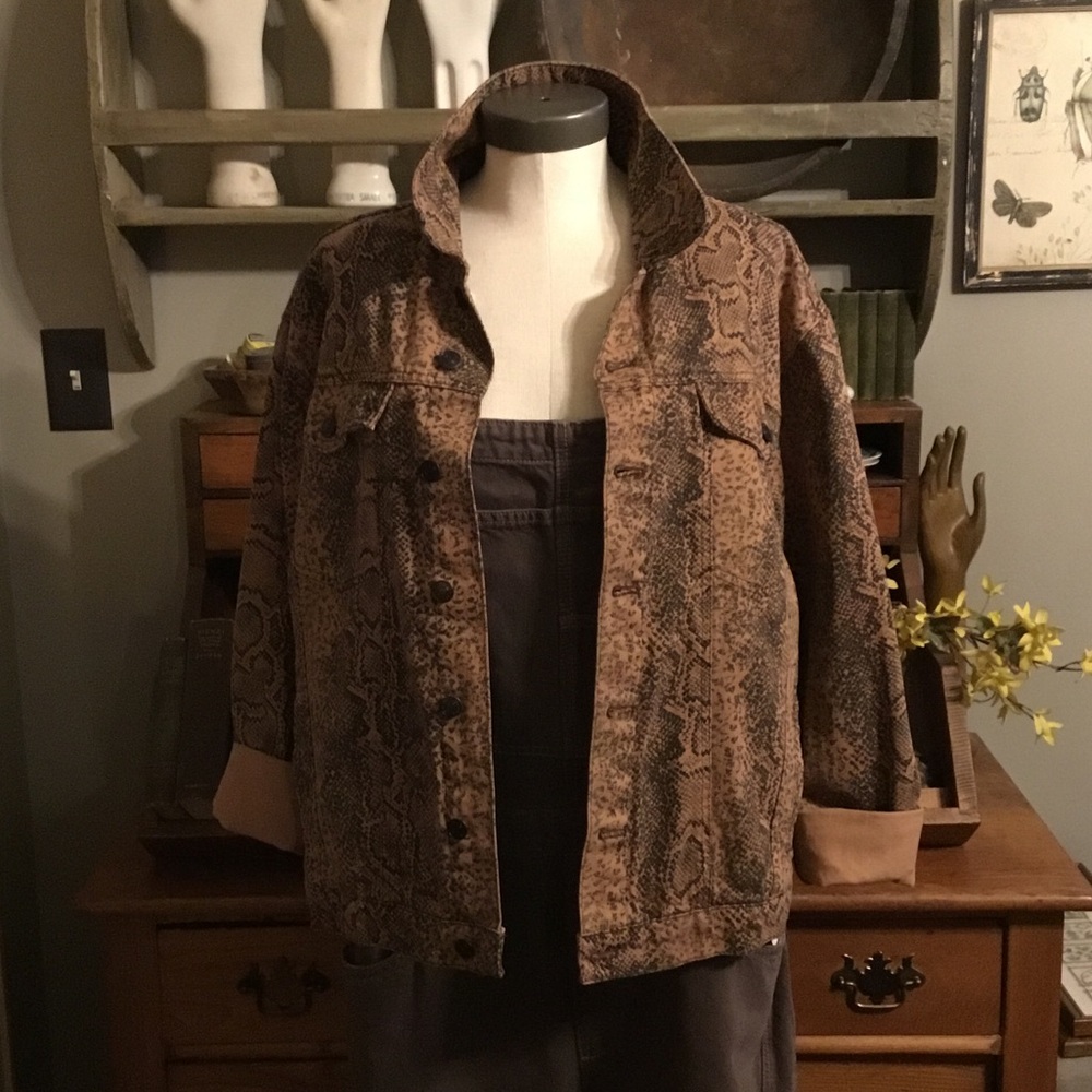 Free People Snake Trucker Jacket